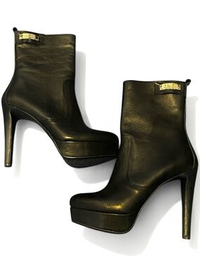 Galliano Black Platform High-Heel Ankle Boots